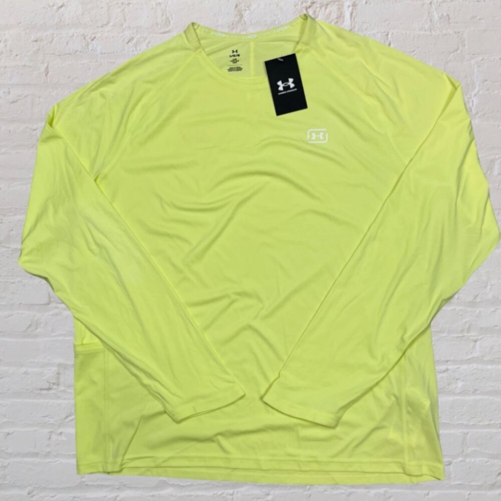Under Armour T-Shirt Men's XL  Loose Fit Fish Elite Crew Long Sleeve Lime NWT